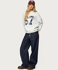 Edikted Women's Polley Button Up Low Rise Baggy Jeans