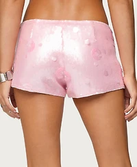 Edikted Women's Lizzie Flower Sequin Micro Shorts