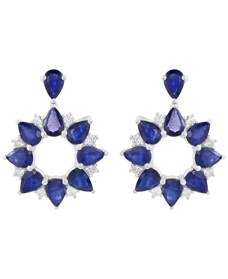 Effy Collection Sapphire (7-1/5 ct. t.w.) & Diamond (1/2 ct. t.w.) Drop Earrings in 14k White Gold