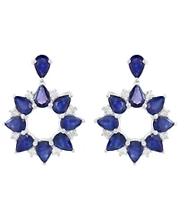 Effy Collection Sapphire (7-1/5 ct. t.w.) & Diamond (1/2 ct. t.w.) Drop Earrings in 14k White Gold