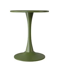 WestinTrends 3-Piece Outdoor Round Metal Dining Table Set And Stackable Resin Patio Side Chairs