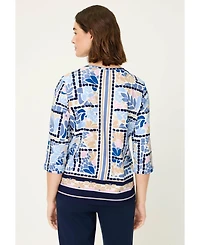 Olsen Women's Floral & Border Print T-Shirt