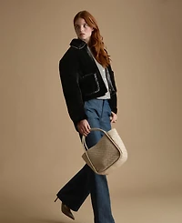 Furniq Uk Women's Cropped Shearling Jacket