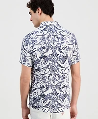 Guess Men's Wayco Decorative Floral Short-Sleeve Shirt