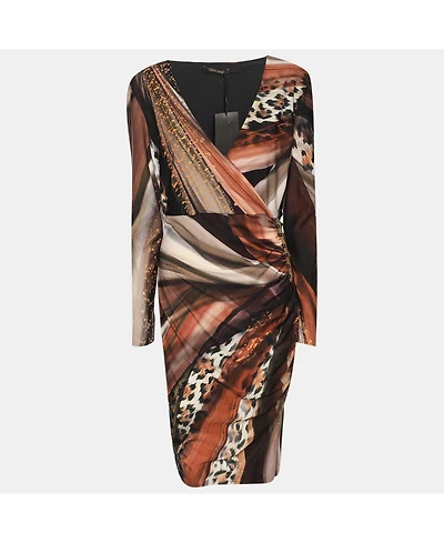Pre-Owned Roberto Cavalli Women's Stretch Crepe Piercing Draped Midi Dress