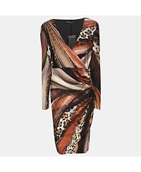 Pre-Owned Roberto Cavalli Women's Stretch Crepe Piercing Draped Midi Dress