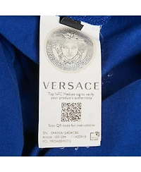 Pre-Owned Versace Big & Tall Men's Blue Logo Embroidered Cotton Crew Neck T-Shirt