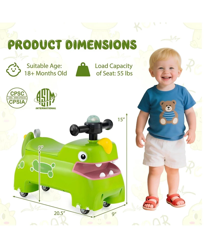 Hongge Toddler Ride On Toy Car With Lights Sounds And Under Seat Storage