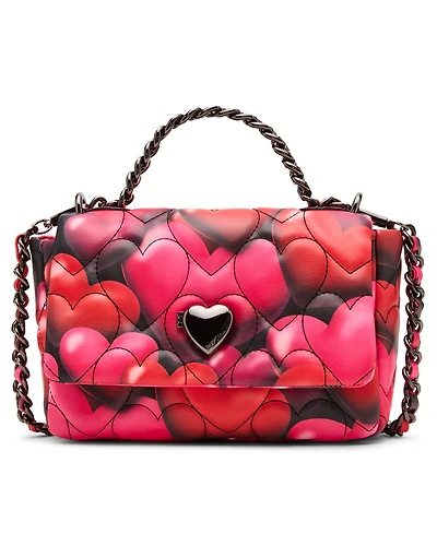 Betsey Johnson Bubble Hearts Small Flap Over Crossbody Bag