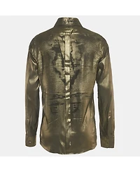 Pre-Owned Dolce & Gabbana Men's Gold Metallic Lamé Long Sleeve Shirt