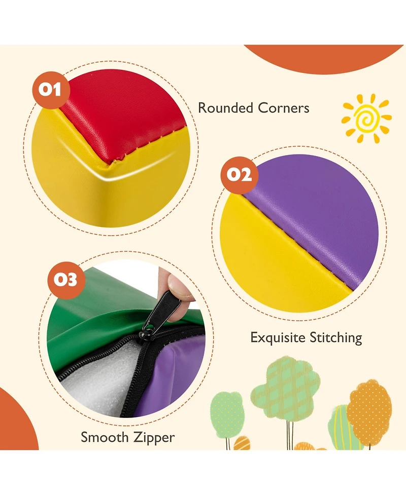 Hongge 6 Piece Kids Foam Climbing and Crawling Playset with Stackable Soft Blocks for Toddlers