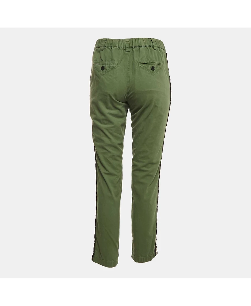 Pre-Owned Zadig & Voltaire Women's Olive Green Cotton Side Band Trousers