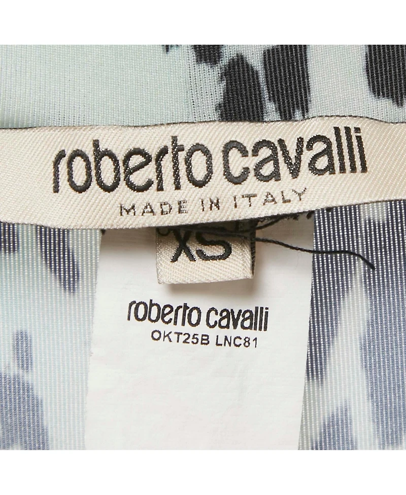 Pre-Owned Roberto Cavalli Women's Green Animal Print Jersey Leggings