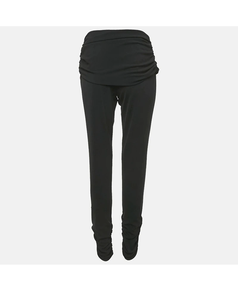 Pre-Owned Moschino Women's Cheap And Chic Black Crepe Ruche Detail Trousers