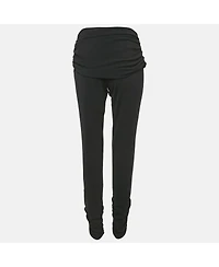 Pre-Owned Moschino Women's Cheap And Chic Black Crepe Ruche Detail Trousers