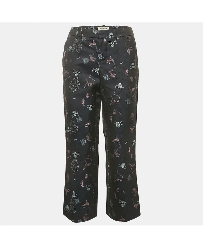 Pre-Owned Zadig & Voltaire Women's Navy Blue Tattoo Posh Jacquard Trousers