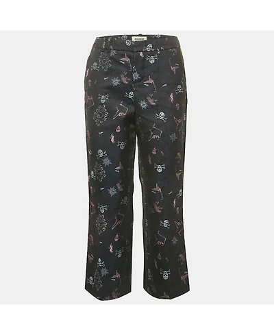 Pre-Owned Zadig & Voltaire Women's Navy Blue Tattoo Posh Jacquard Trousers