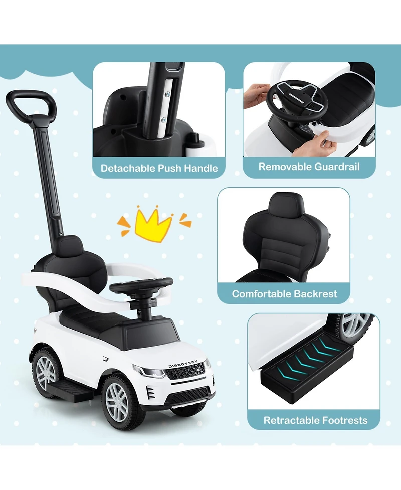 Hongge 3 In 1 Land Rover Ride On Push Car For Kids With Handle Storage And Canopy