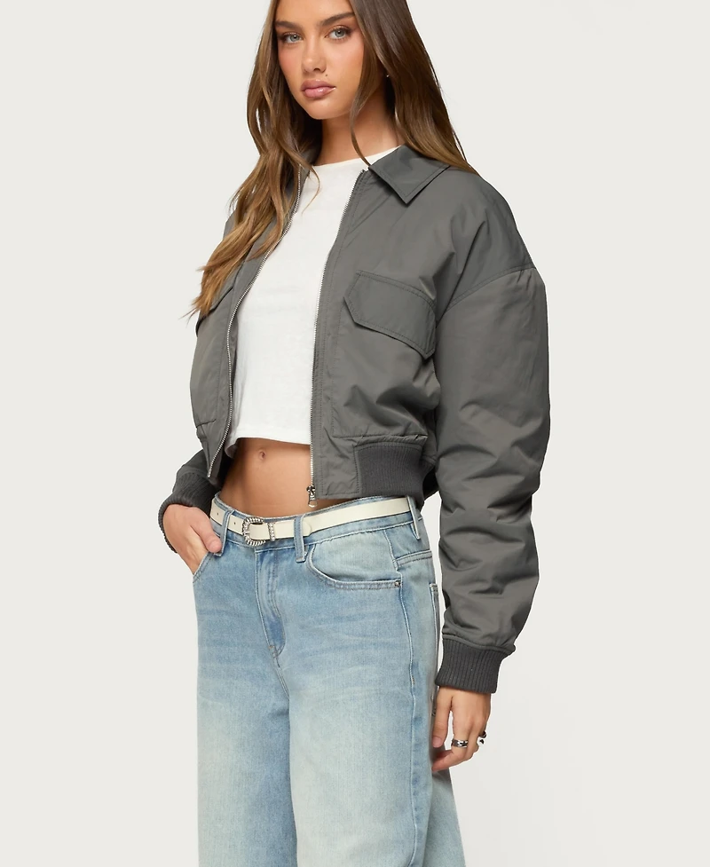 Edikted Women's Dolan Ruched Oversized Bomber Jacket