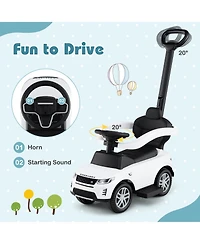 Hongge 3 In 1 Land Rover Ride On Push Car For Kids With Handle Storage And Canopy