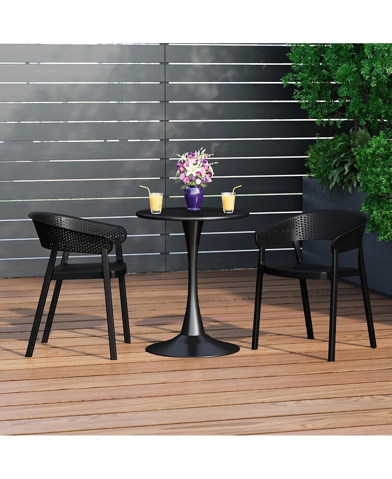 WestinTrends -Piece Indoor Outdoor Metal Patio Dining Table Set With Stackable Chairs
