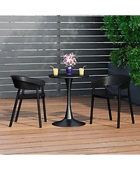 WestinTrends -Piece Indoor Outdoor Metal Patio Dining Table Set With Stackable Chairs