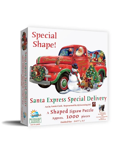 SunsOut Santa Express Special Delivery 1000 piece Jigsaw Puzzle for Adults Special Shape Christmas