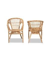 Furniture Alleta 2-Pc. Rattan Bohemian Dining Chair Set