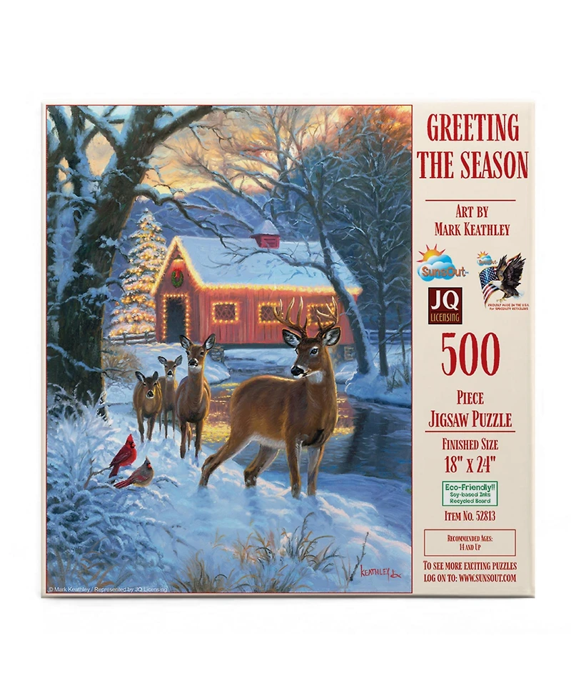 SunsOut Greeting the Season 500 piece Jigsaw Puzzle for Adults Christmas
