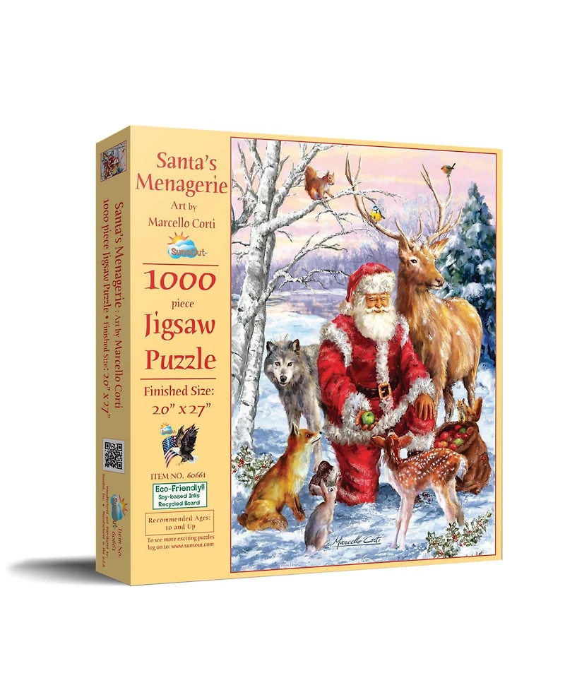 SunsOut Santa's Menagerie 1000 piece Jigsaw Puzzle for Adults Christmas