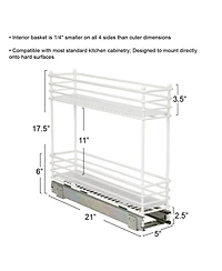 Household Essentials Glidez Steel Pull-Out Basket Storage Organizer, 2-Tier Design, White