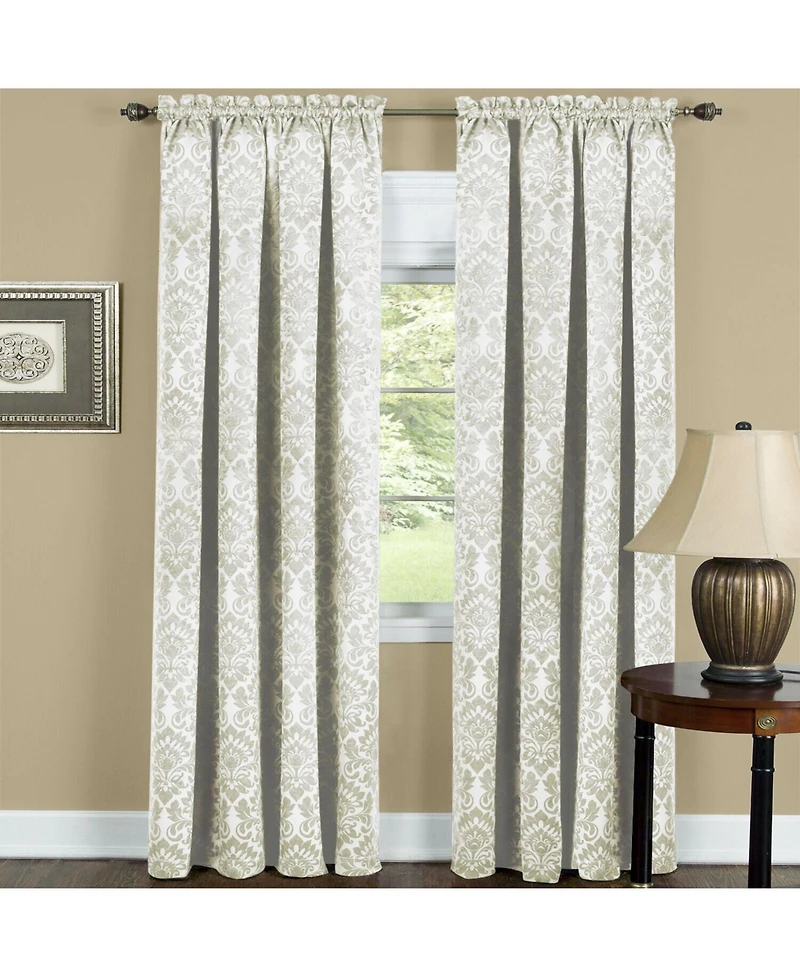 Kate Aurora 5 Piece Damask Thermal Blackout Rod Pocket Window Curtains & Valances Set