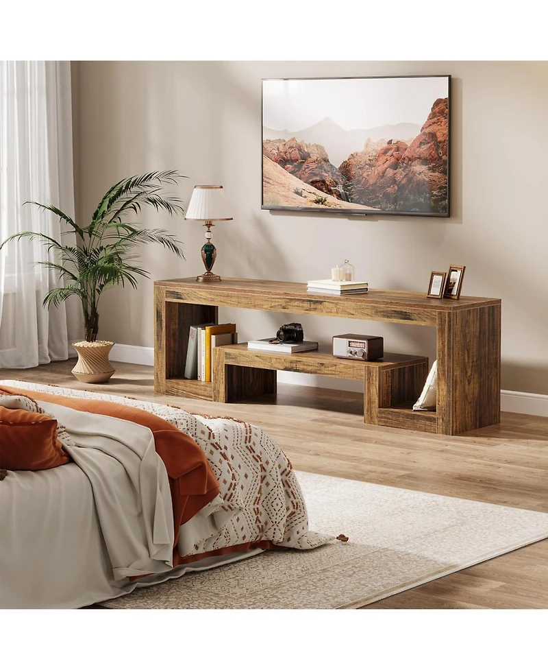 Tribesigns 63-Inch Tv Stand for 55/60/65/75-Inch TVs, Farmhouse Entertainment Center, Rustic Brown