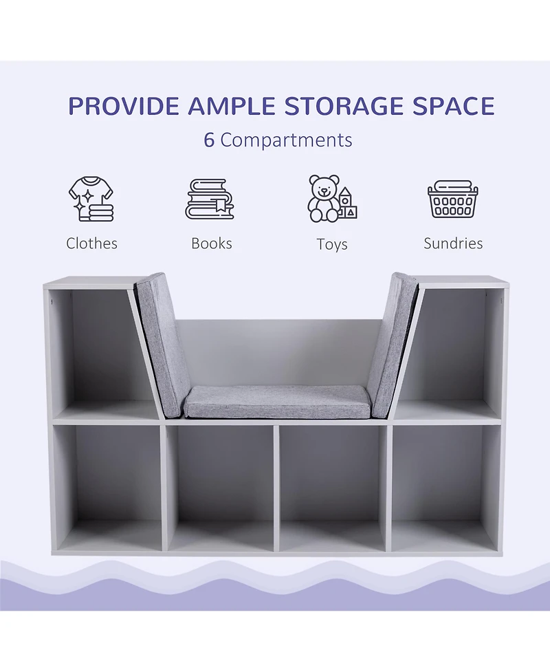 Homcom Cubby for Kids with Comfy Lounge Chair and Large Cube Shelves