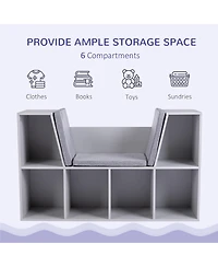 Homcom Cubby for Kids with Comfy Lounge Chair and Large Cube Shelves