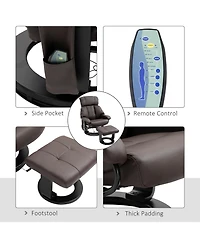 Homcom Massage Recliner Chair with Cushioned Ottoman and 10 Point Vibration