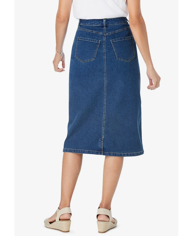 Woman Within Women's Stretch Denim Five-Pocket Jeans Skirt