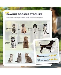 PawHut One-Click Foldable Dog Stroller for M L Dogs, Pet Stroller,