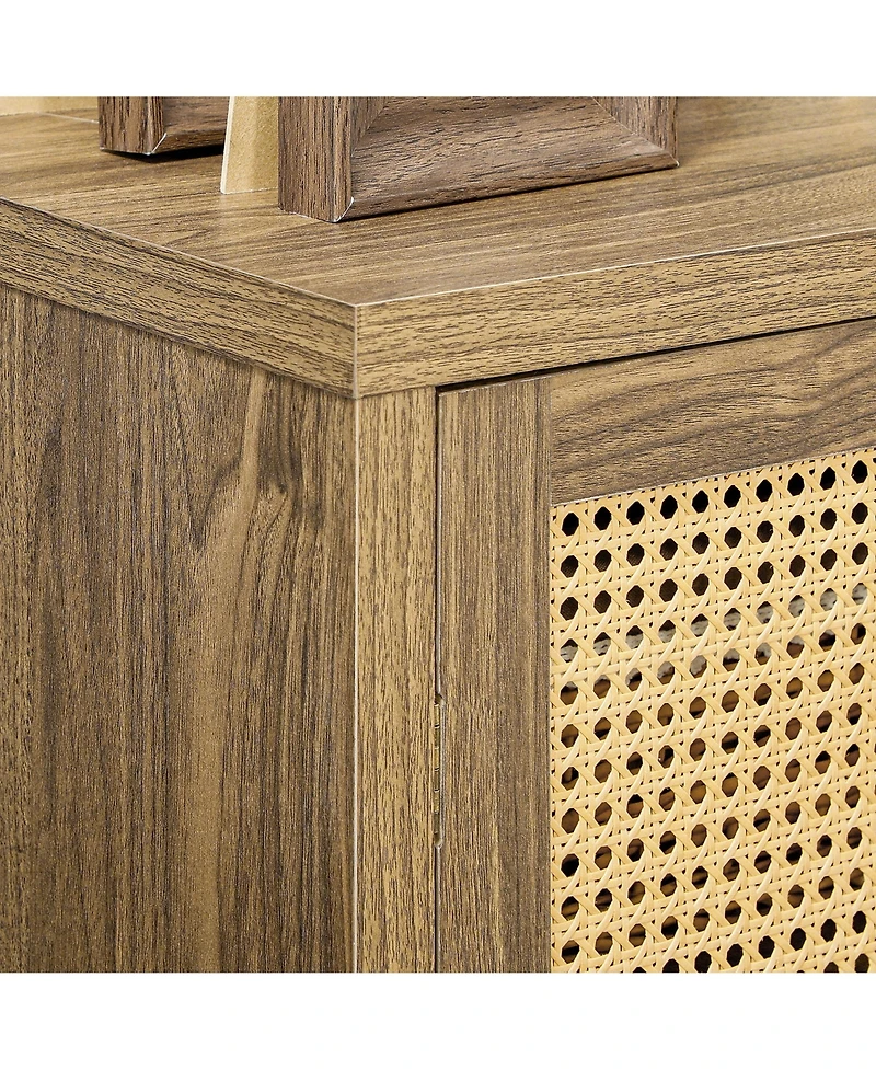 Homcom Sideboard Buffet Cabinet with Rattan Doors, Brown