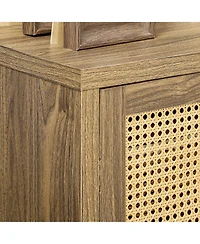 Homcom Sideboard Buffet Cabinet with Rattan Doors, Brown