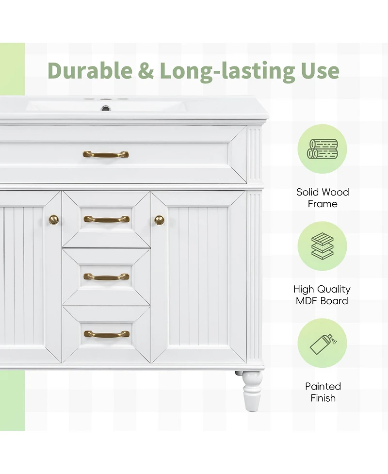 Casainc Freestanding Bathroom Vanity with Sink 2 Drawers and Soft Close Doors
