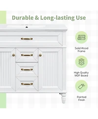 Casainc Freestanding Bathroom Vanity with Sink 2 Drawers and Soft Close Doors