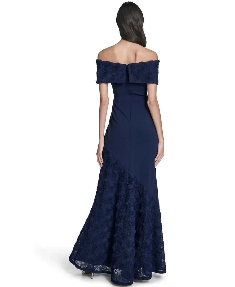 Eliza J Petite Off-The-Shoulder Long Dress