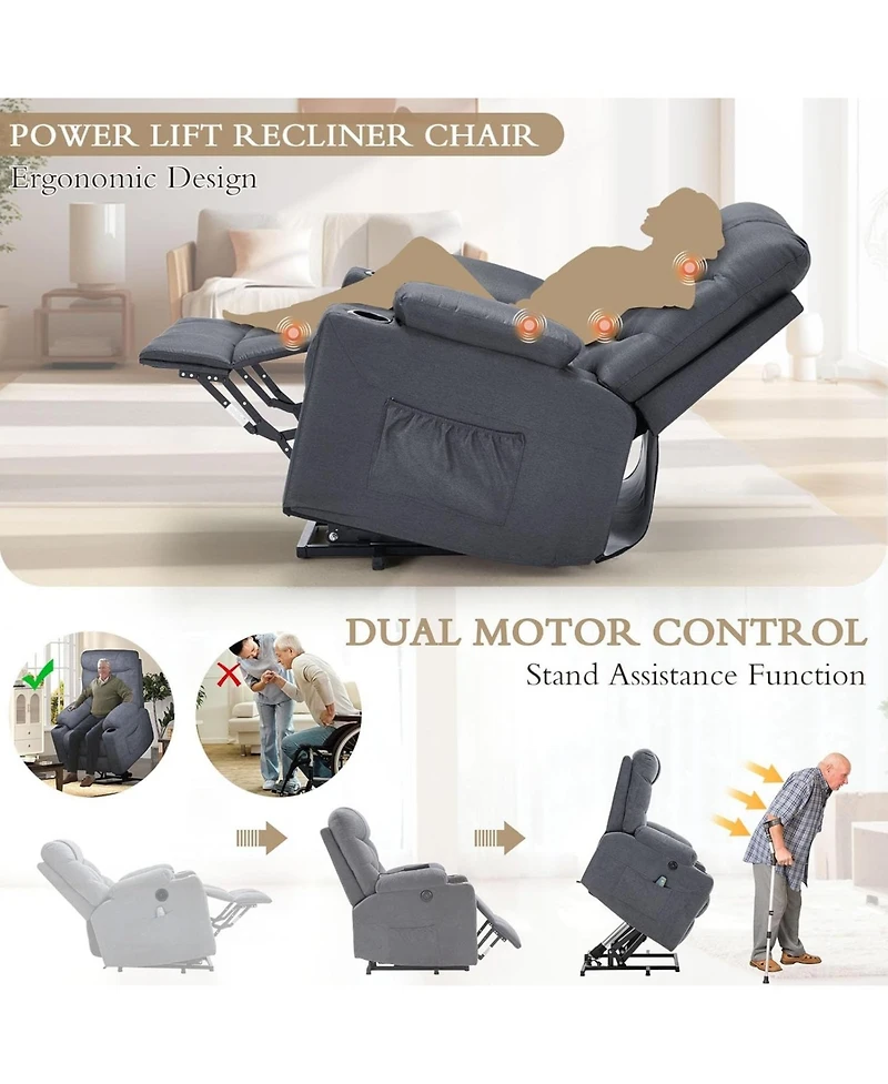 Aecojoy Multi-Function Power Lift Recliner for Elderly