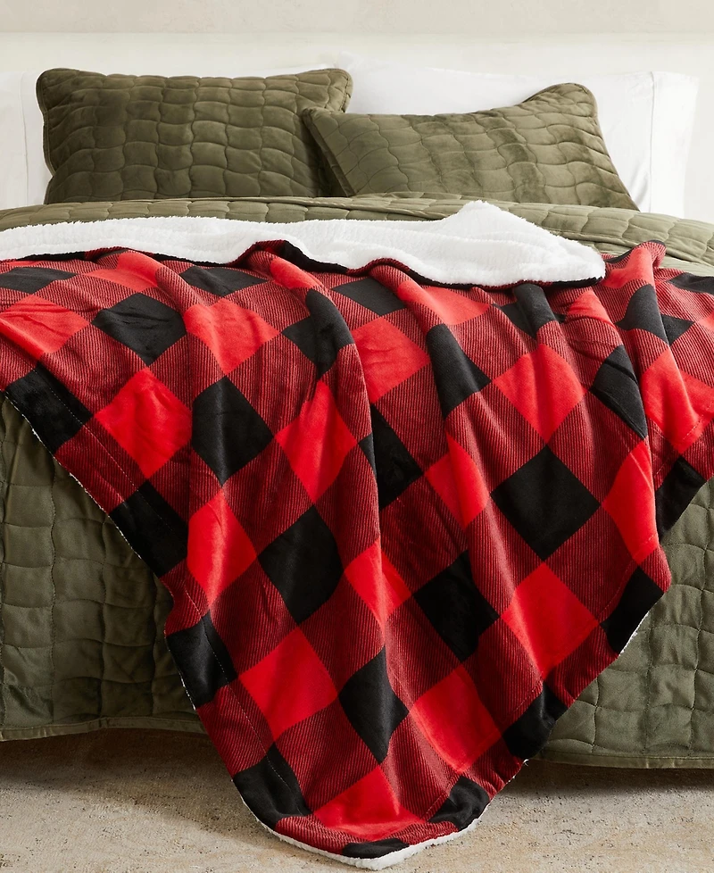 Linery & Co. Velvet Plush Reversible Sherpa Throw Blanket