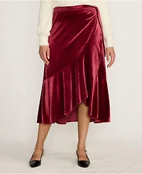 Lands' End Women's Velvet Wrap Midi Skirt