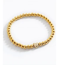 Mint & Lily Pave Heart Gold Beaded Bracelet
