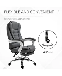 Vinsetto High-Back Executive Office Chair with Footrest, Linen-Fabric Computer Chair with Padded Armrests, Ergonomic Office Chair, Gray