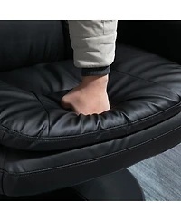 Homcom Recliner and Ottoman with Wrapped Base, Swivel Pu Leather Reclining Chair with Footrest for Living Room, Bedroom and Office