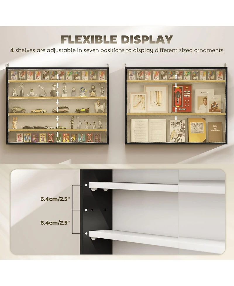 Homcom 5-Tier Display Cabinet Glass Cabinet with 4 Adjustable Shelves,